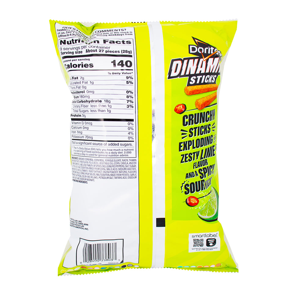 Doritos Dinamita Sticks Tangy Fiery Lime - 9oz  Nutrition Facts Ingredients