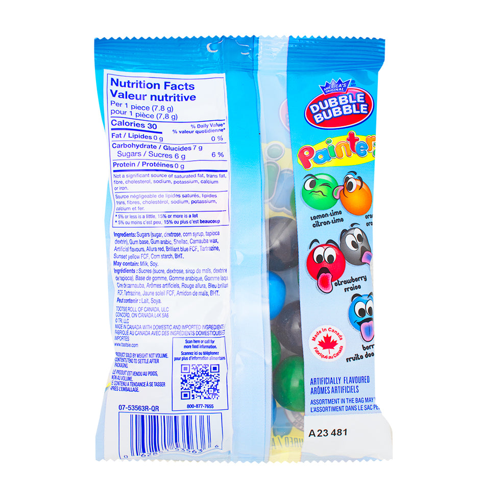 Dubble Bubble Tongue Painterz Gumballs - 113g  Nutrition Facts Ingredients