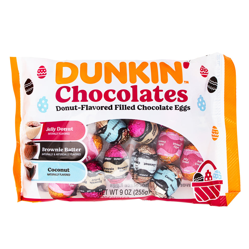 Dunkin' Donuts Assorted Chocolate Easter Eggs - 9oz - Easter chocolates - Chocolate eggs - Easter candy - Assorted chocolates - Easter treats - Chocolate assortment - Easter basket fillers - Holiday chocolates - Dunkin' Donuts Easter candy - Spring sweets