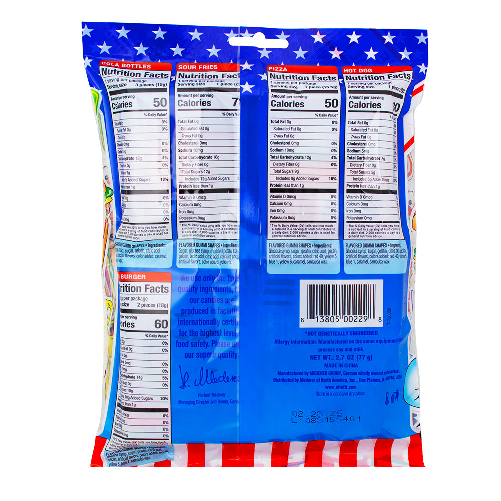 eFrutti Lunch Bag Gummy Candy - 77g Nutrition Facts Ingredients