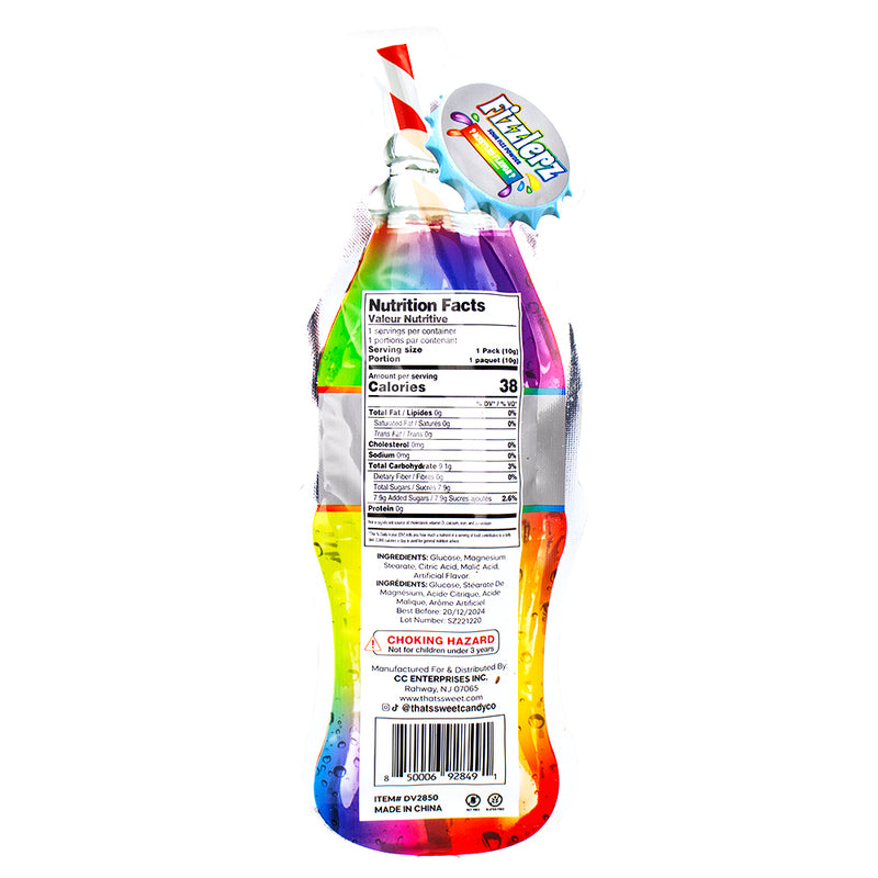 Fizzlers Sour Fizzy Powder Candy Mystery Flavour - 0.35oz  Nutrition Facts Ingredients - Fizzlers Sour Fizzy Powder Candy - Mystery Flavour candy - Tangy fizzy candy - Sour powder candy - Exciting taste adventure - Zesty mystery flavour - Sweet and sour sensation - Fizzy candy delight - Surprise flavour experience - Mouthwatering candy powder