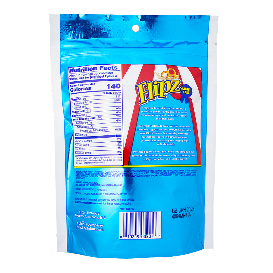 Flipz State Fair Churros Pretzels - 6.5oz  Nutrition Facts Ingredients