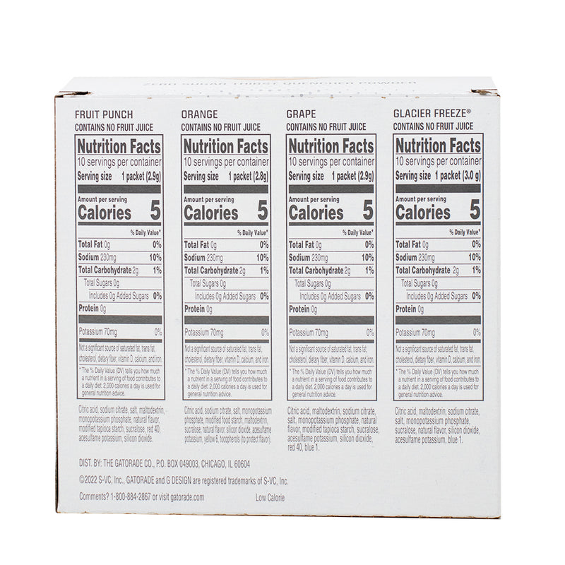 Gatorade Zero Sugar Powder Grape 10pk - 29g   Nutrition Facts Ingredients