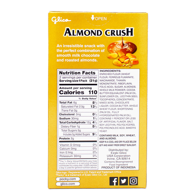Glico Pocky Almond Crush - 1.45oz Nutrition Facts Ingredients