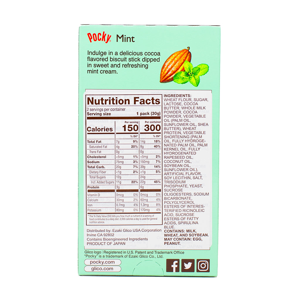 Pocky Mint - 2.14oz Nutrition Facts Ingredients
