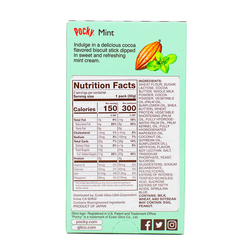 Pocky Mint - 2.14oz Nutrition Facts Ingredients - Pocky - Pocky Mint - Pocky Sticks - Mint Candy - Mint Snacks - Mint Sticks - Savoury Snacks