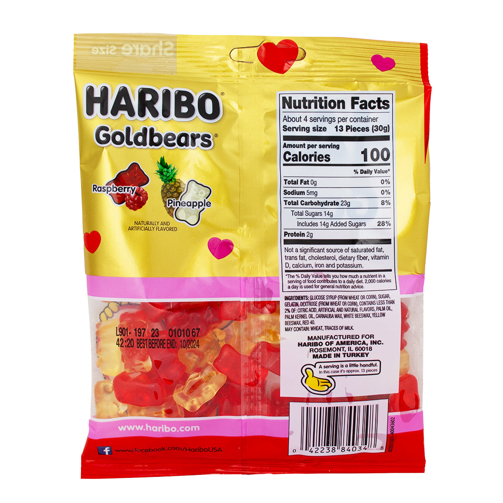 Gold Bears Valentine's Day Edition - 4oz Nutrition Facts Ingredients