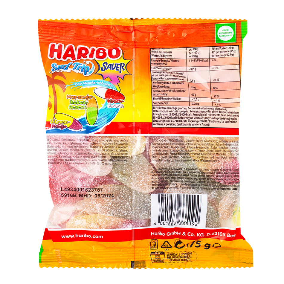 Haribo Surf Trip - 175g  Nutrition Facts Ingredients