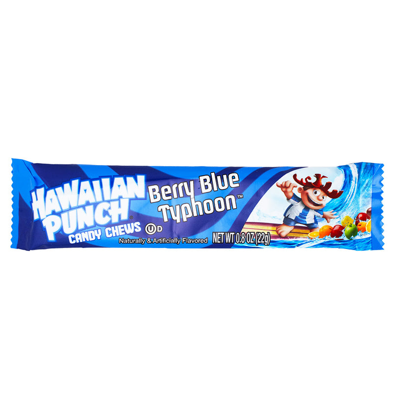 Hawaiian Punch Chew Bars Berry Blue Typhoon - .8oz - Hawaiian Punch - Hawaiian Punch Chew Bars - Berry Blue Typhoon candy - Tropical candy - Blueberry flavoured candy - Chewy bars - Exotic candy - Island-inspired treats - Fruity chew bars - Hawaiian Punch candy - Delicious snacks