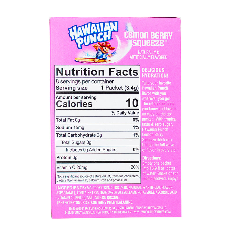Hawaiian Punch Lemon Berry Squeeze Singles To Go - 26.9g