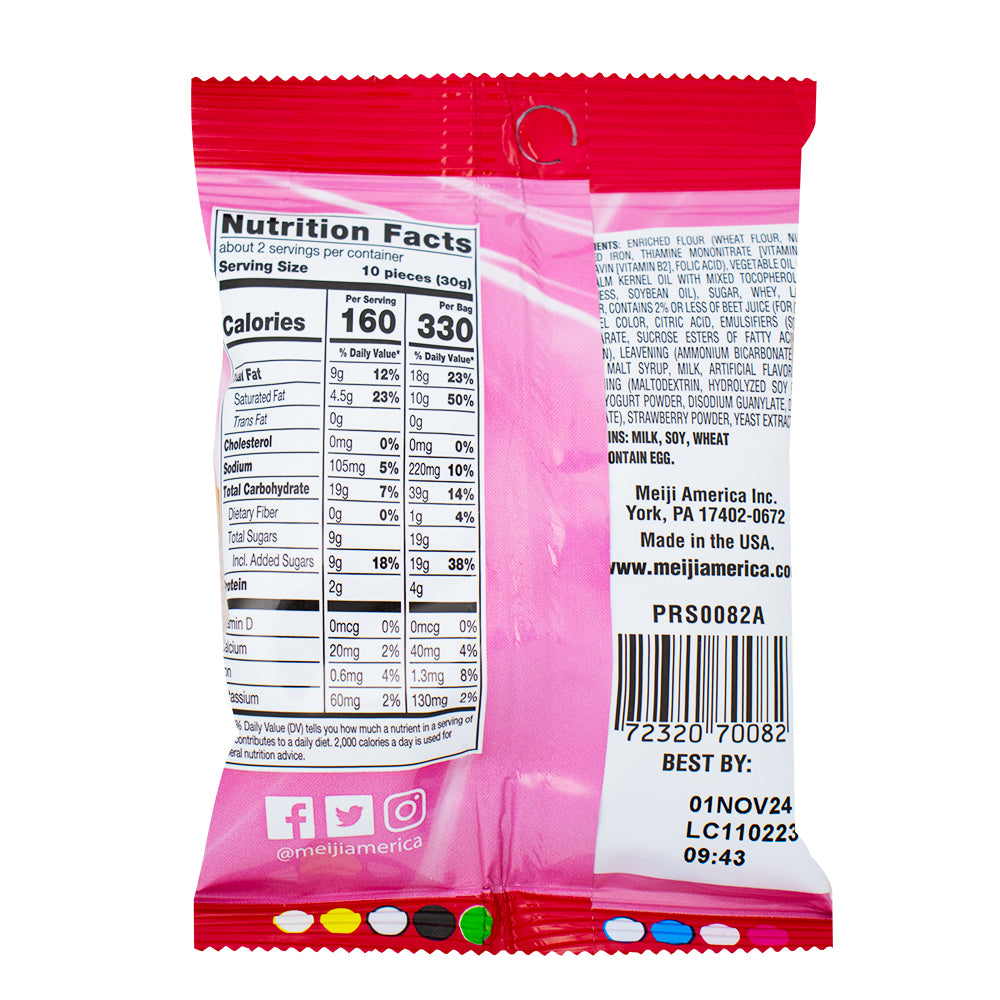 Hello Panda Strawberry Cookies - 2.1 oz.  Nutrition Facts Ingredients