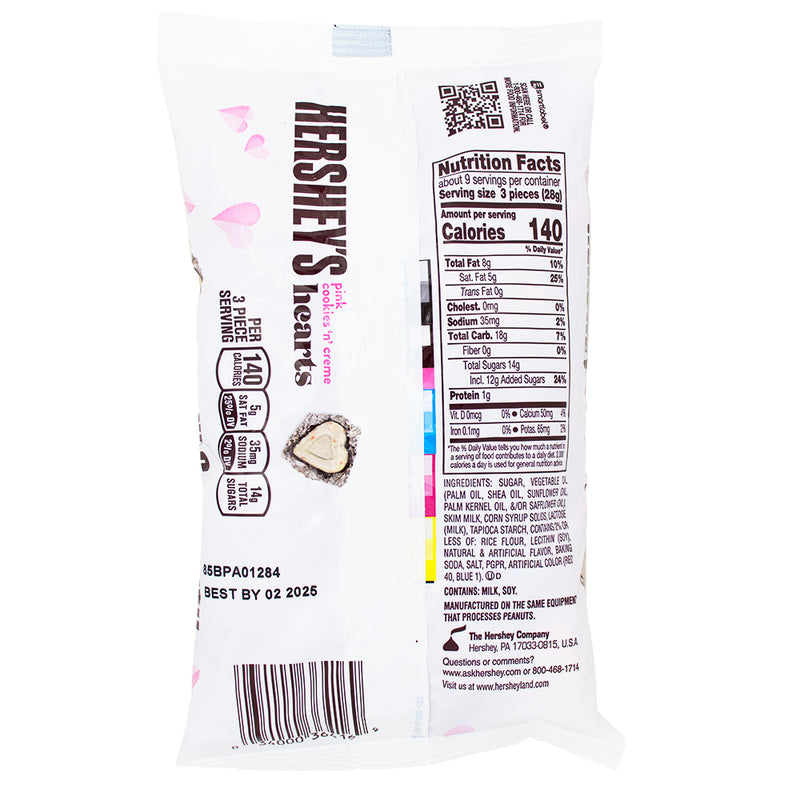 Hershey's Pink Cookies 'n' Creme - 8.8oz Nutrition Facts Ingredients
