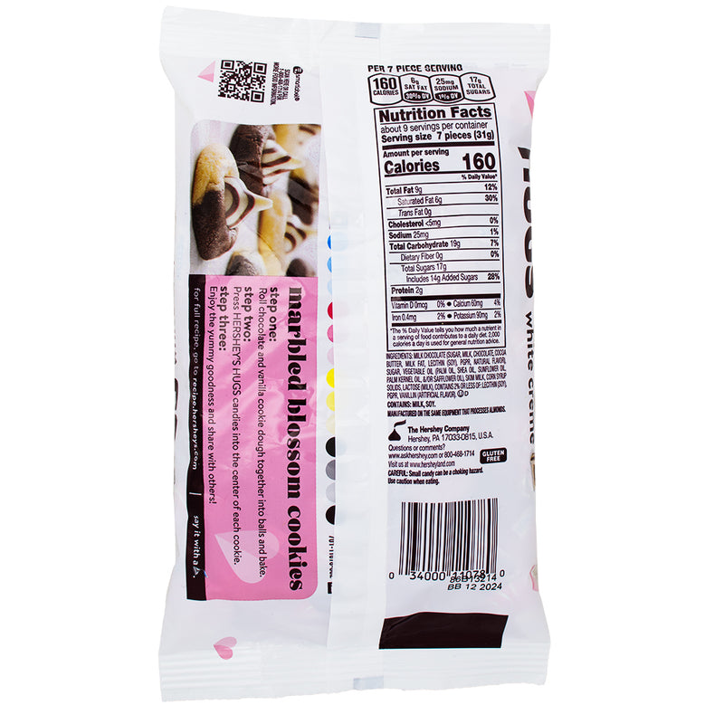 Hershey's Hugs Milk Chocolate Hugged By White Creme - 10.1oz Nutrition Facts Ingredients