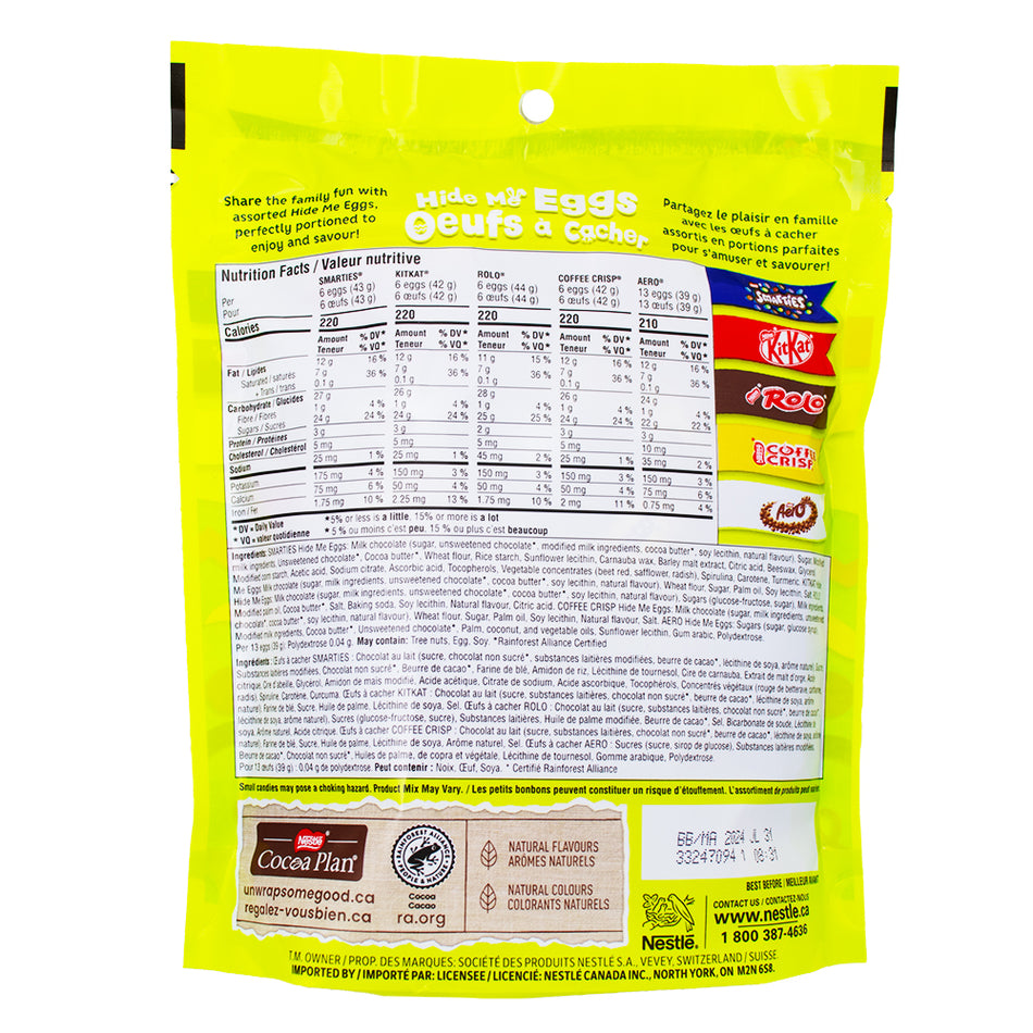 Easter Nestle Assorted Hide Me Eggs-300 g Nutrition Facts Ingredients