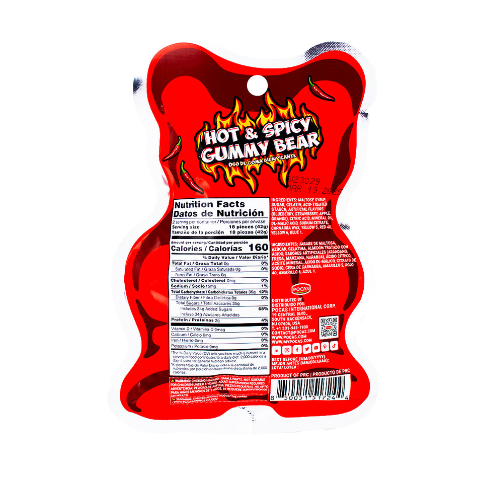 Hot & Spicy Gummy Bear - 2.95oz  Nutrition Facts Ingredients