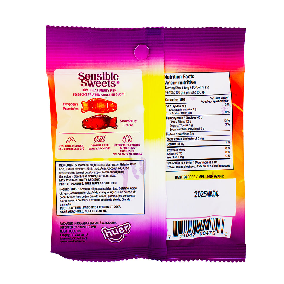 Huer Sensible Sweets Low Sugar Fish - 50g  Nutrition Facts Ingredients