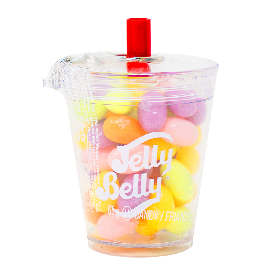 Jelly Belly Boba Milk Tea Cup - 65g - Jelly Belly Boba Milk Tea Cup - Boba milk tea candy - Jelly Belly boba candy - Milk tea flavour - Chewy boba pearls - Bubble tea candy - Asian candy - Tea-flavoured candy - Fun candy cup - On-the-go candy