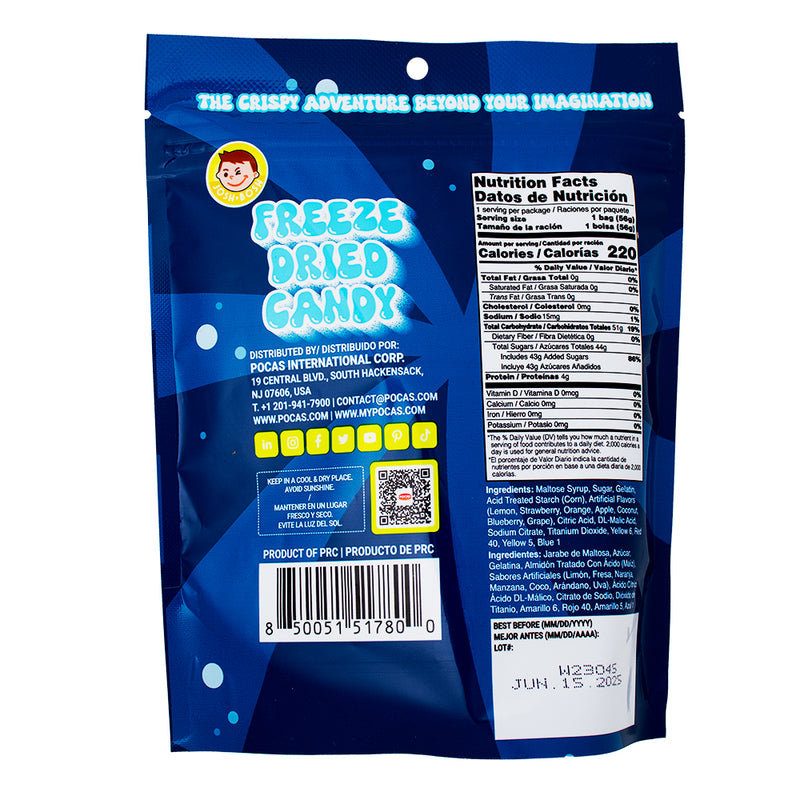 Josh Bosh Freeze Dried Candy Puffs Assorted Fruits - 1.95oz  Nutrition Facts Ingredients - Josh Bosh - Freeze Dried - Freeze Dried Candy - Assorted Fruit Candy - Fruit Candy