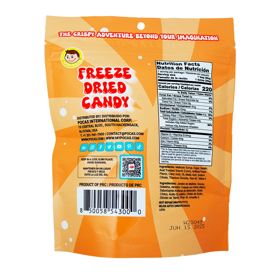 Josh Bosh Freeze Dried Candy Peach Rings - 1.95oz  Nutrition Facts Ingredients