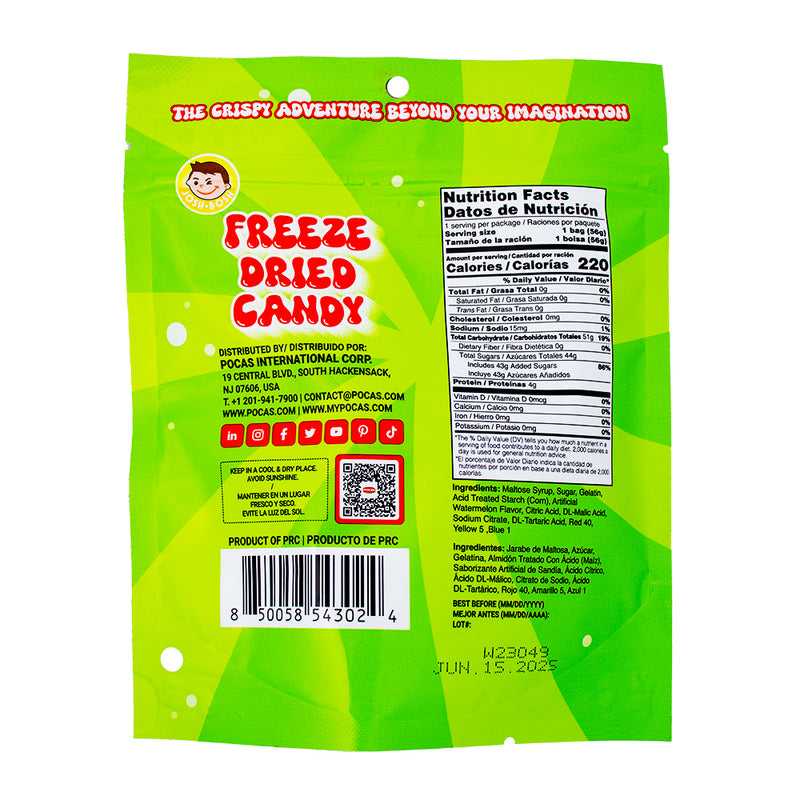 Josh Bosh Freeze Dried Candy Watermelon - 1.95oz  Nutrition Facts Ingredients - Freeze Dried Candy - Sour Candy - Sour Freeze Dried Candy - Watermelon Candy - Freeze Dried Watermelon - Freeze Dried Watermelon Candy