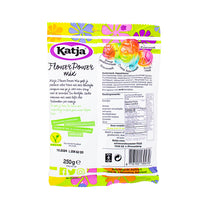 Katja FLower Power Vegan Gummy - 250g  Nutrition Facts Ingredients - Vegan Candy - Gummy - Gummy Candy - Gummies - Vegan Gummy - Vegan Gummies - Katja Flower Power Vegan Gummy - Katja Flower Power Gummy