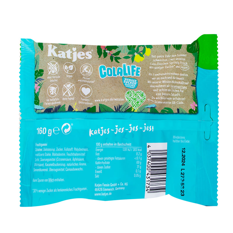 Katjes Cola Life - 160g  Nutrition Facts Ingredients