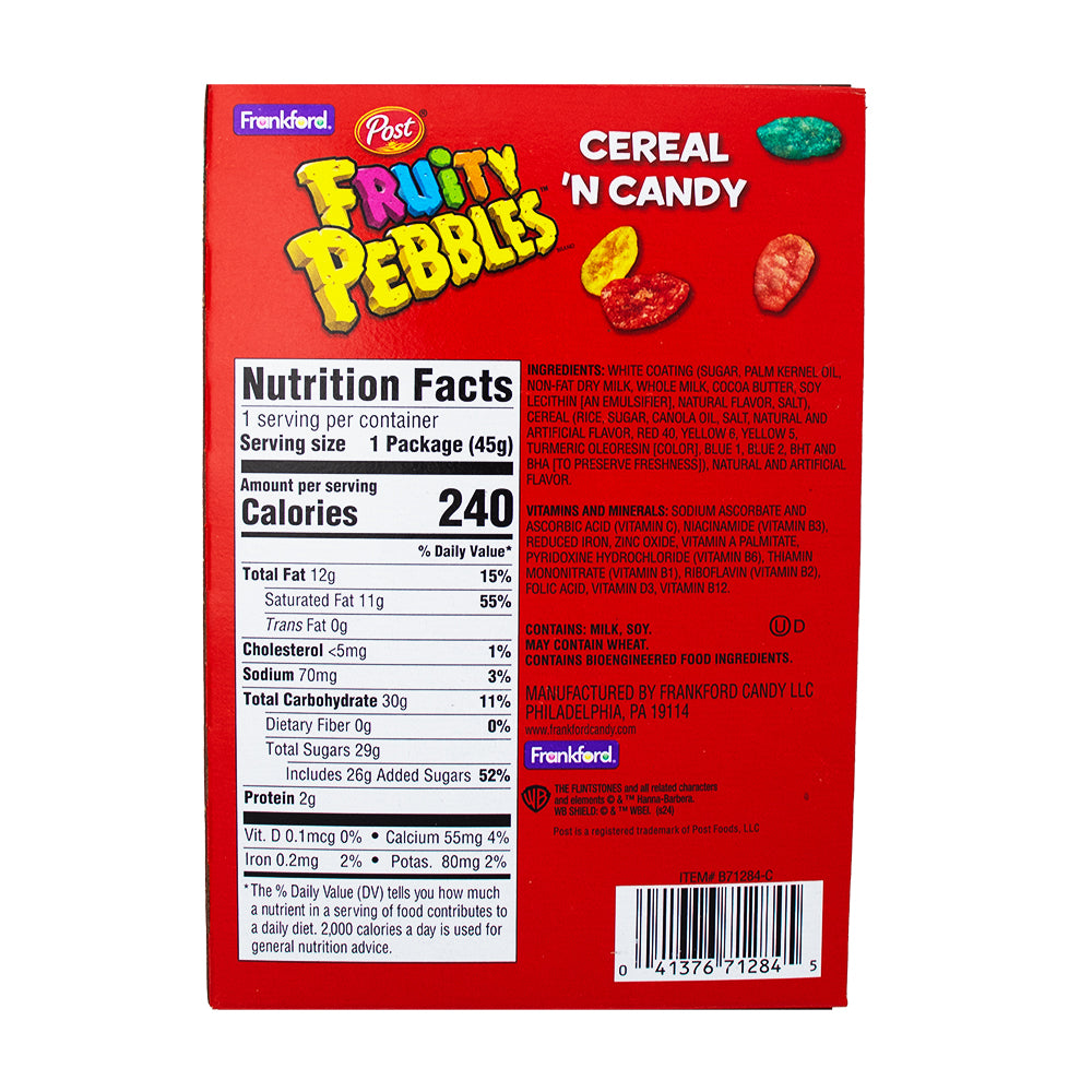 Fruity Pebbles White Chocolate Bunny - 1.6oz Nutrition Facts Ingredients