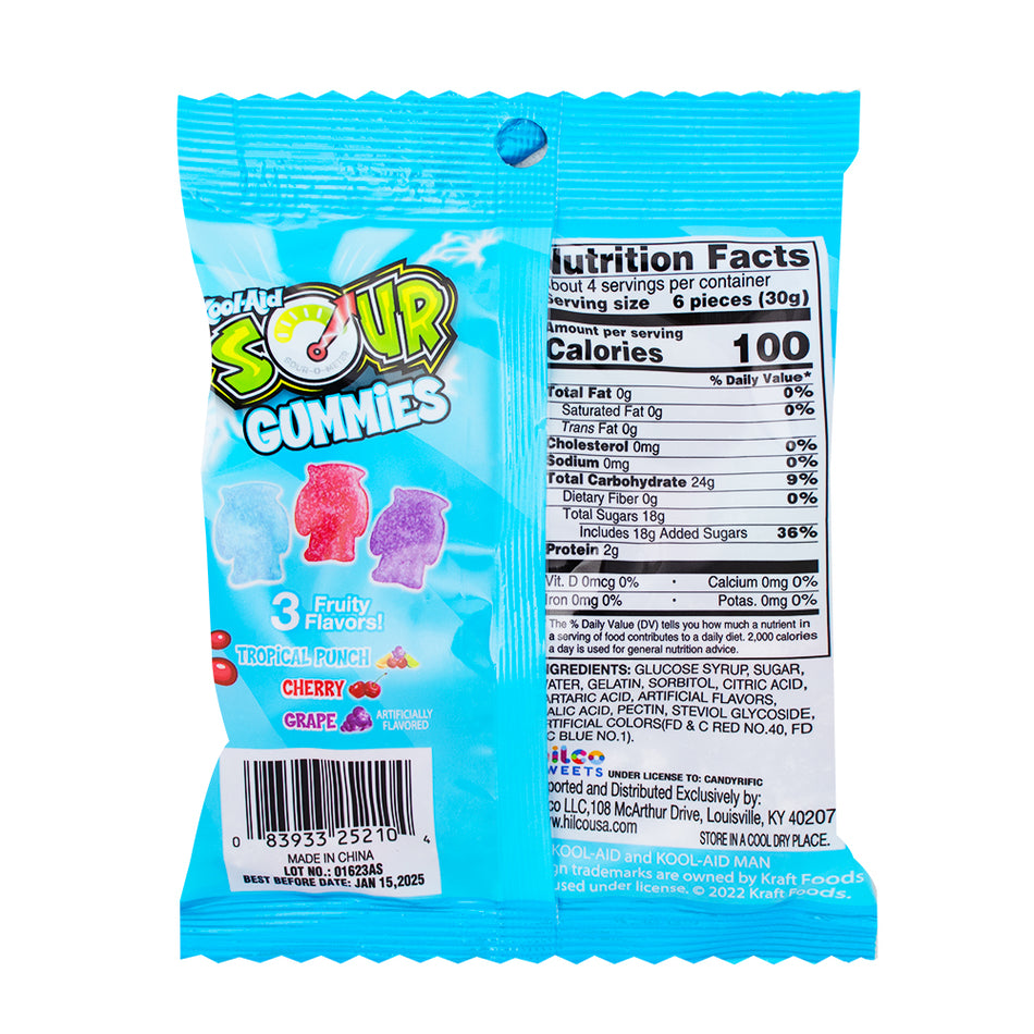 Kool-Aid Sour Gummies - 4oz  Nutrition Facts Ingredients
