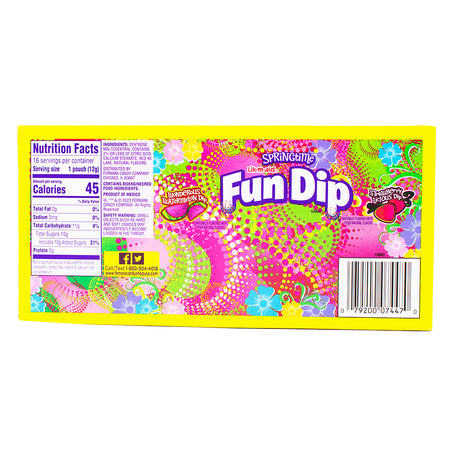 Fun Dip Springtime Watermelon/Strawberry 16 Pouches Nutrition Facts Ingredients - Fun Dip - Fun Dip Candy - Watermelon Candy - Strawberry Candy 