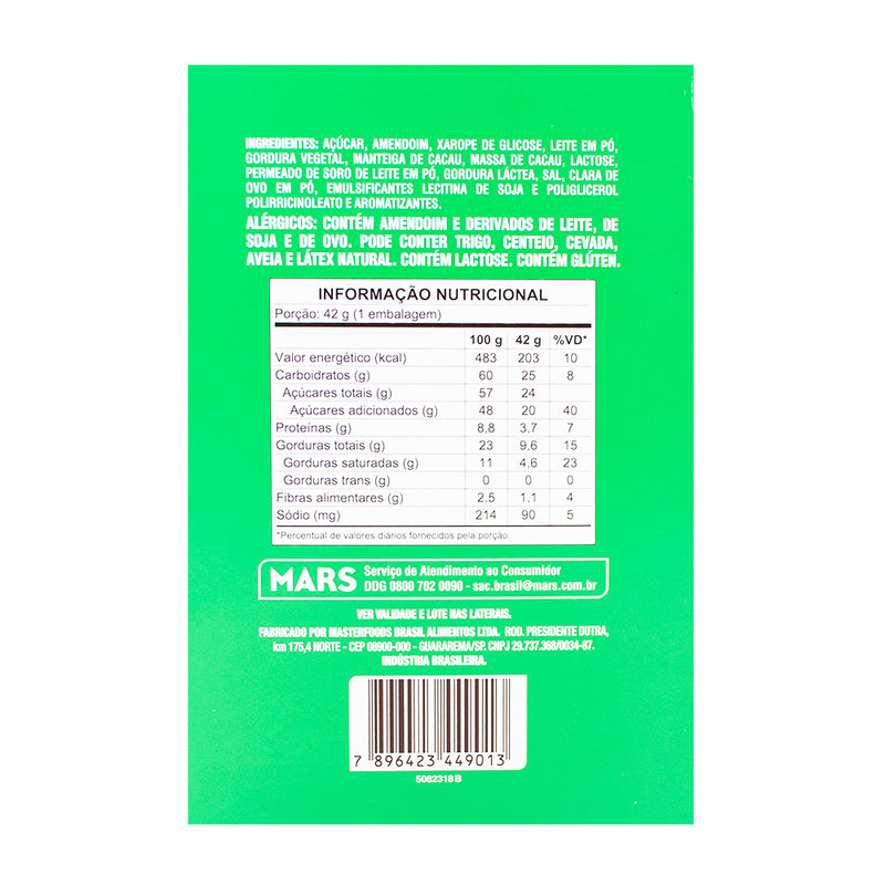Snickers Lime Mousse (Brazil) - 42g  Nutrition Facts Ingredients - Snickers - Snickers Bar - Snickers Chocolate Bar - Lime - Lime Flavour - Lime Chocolate - Snickers Lime - Mousse