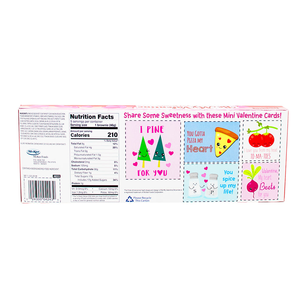 Valentine Little Debbies Valentine Brownies - 5 Pack Nutrition Facts Ingredients