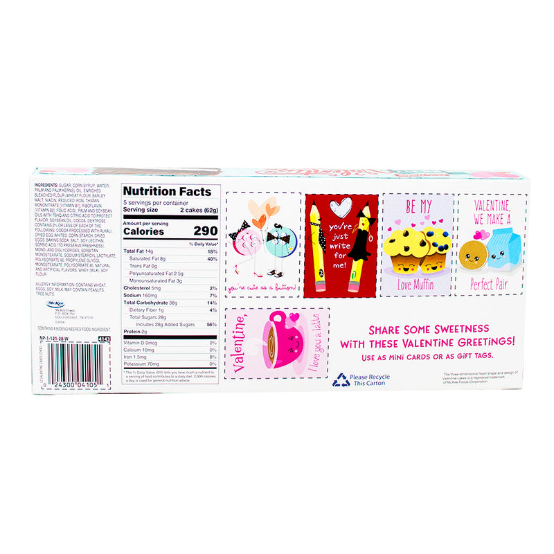 Valentine Little Debbies Valentine Chocolate Snack Cake - 10 Pack Nutrition Facts Ingredients