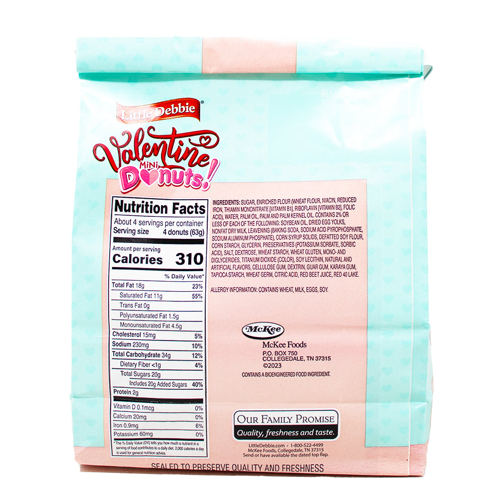 Little Debbie Valentine Mini Donuts - 253g Nutrition Facts Ingredients