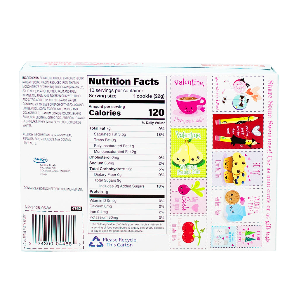 Valentine Little Debbies Valentine Nutty Buddy - 10 Pack Nutrition Facts Ingredients