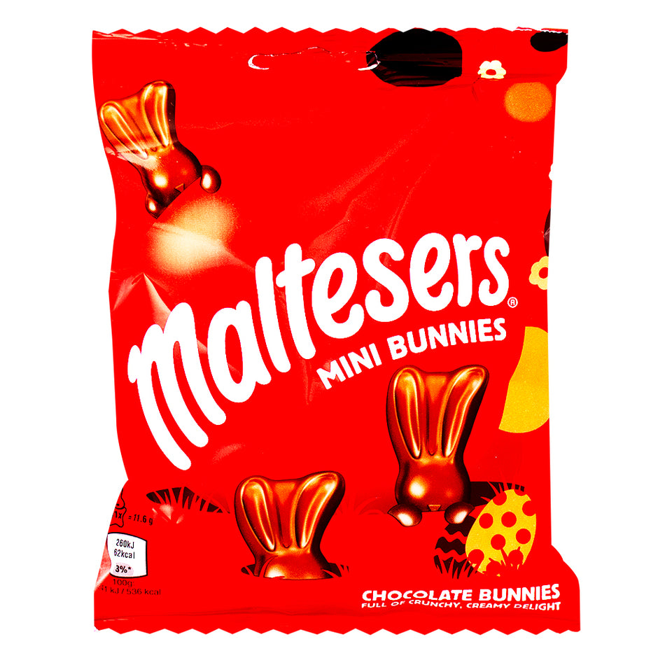 Maltesers Mini Bunnies (UK) - 58g - Maltesers - British Chocolate - Maltesers Mini Bunnies - UK candy - Easter chocolates - Chocolate bunnies - Bite-sized chocolates - Chocolate snacks - Milk chocolate candies