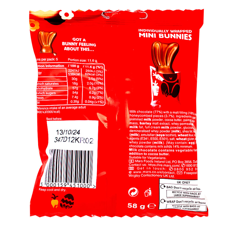 Maltesers Mini Bunnies (UK) - 58g  Nutrition Facts Ingredients