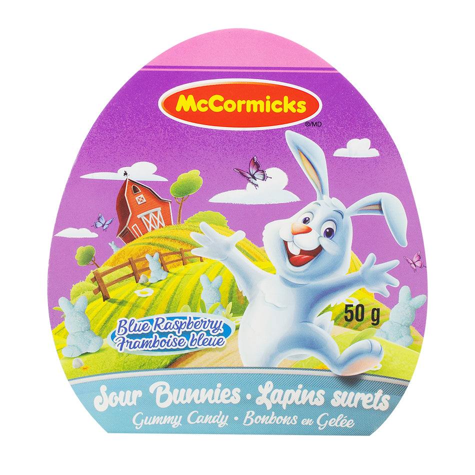 McCormicks Sour Gummy Bunny Eggs - 50g - McCormicks - McCormicks Candy - Sour Candy - Canadian Candy - McCormicks Sour Gummy Bunny Eggs - Sour Gummy Candy - Easter Candy - Easter Treats
