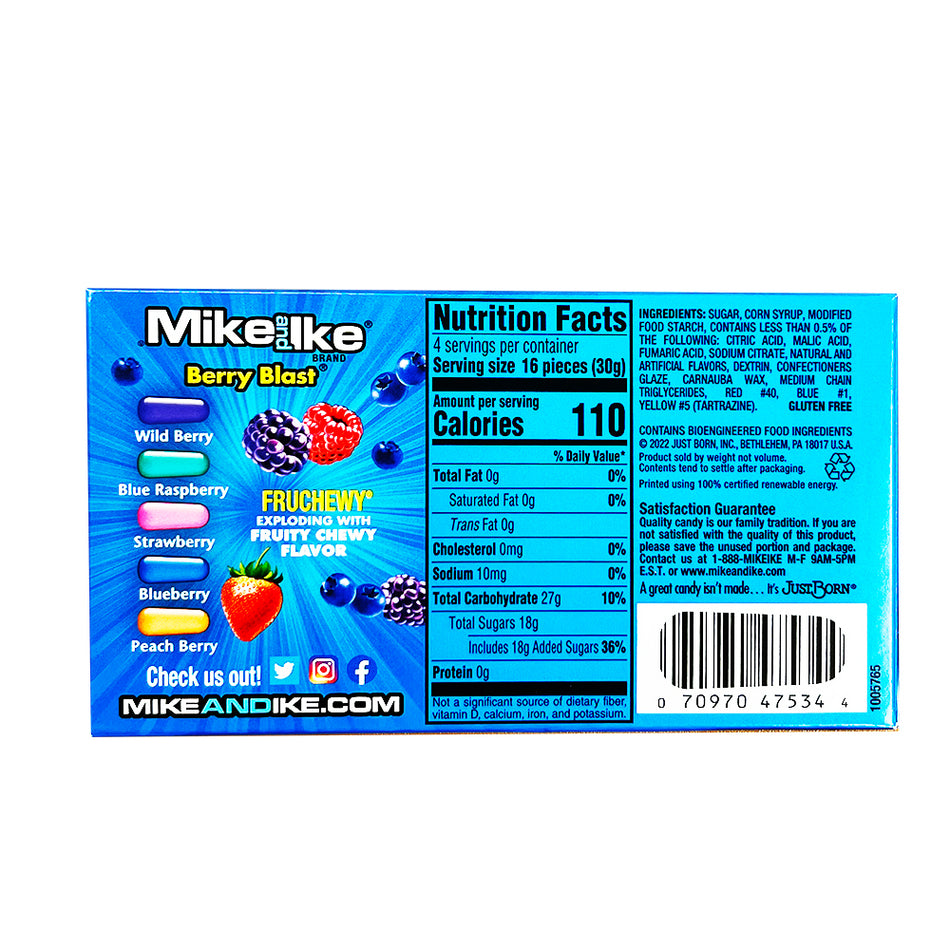 Mike and Ike Berry Blast Theatre Pack  Nutrition Facts Ingredients