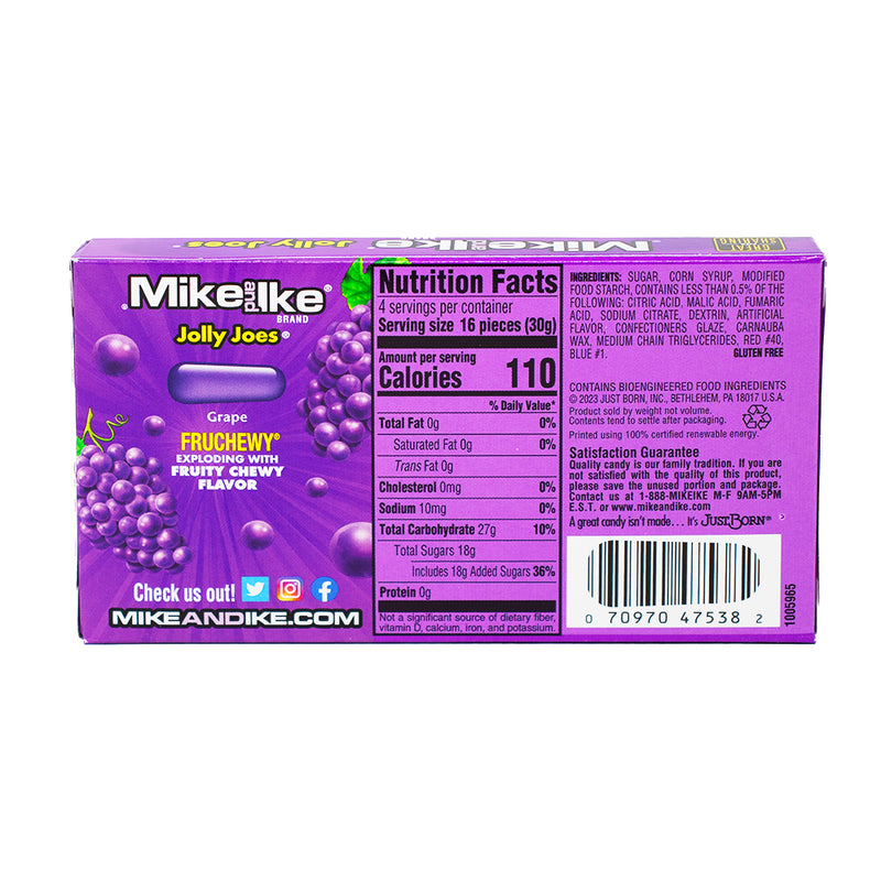 Mike and Ike Jolly Joes Theatre Pack - 4.25oz  Nutrition Facts Ingredients
