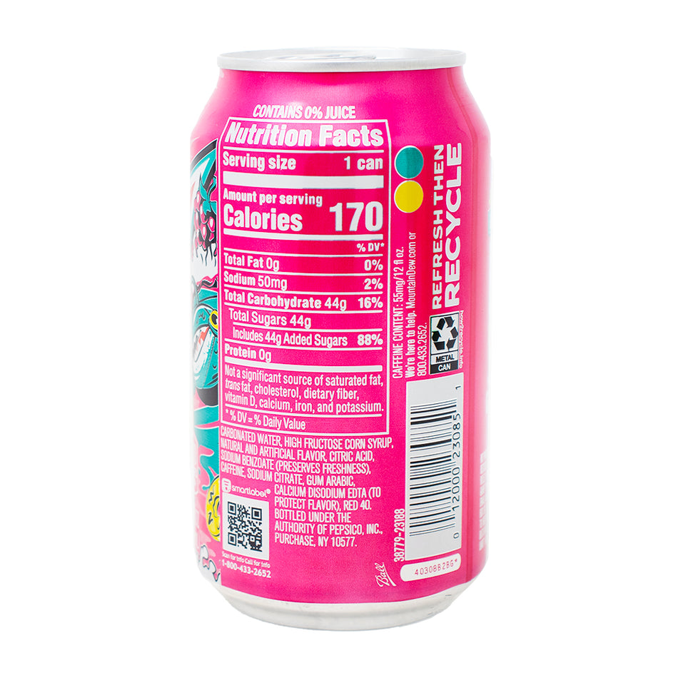 Mountain Dew Baja Point Break Punch Soda - 355mL  Nutrition Facts Ingredients