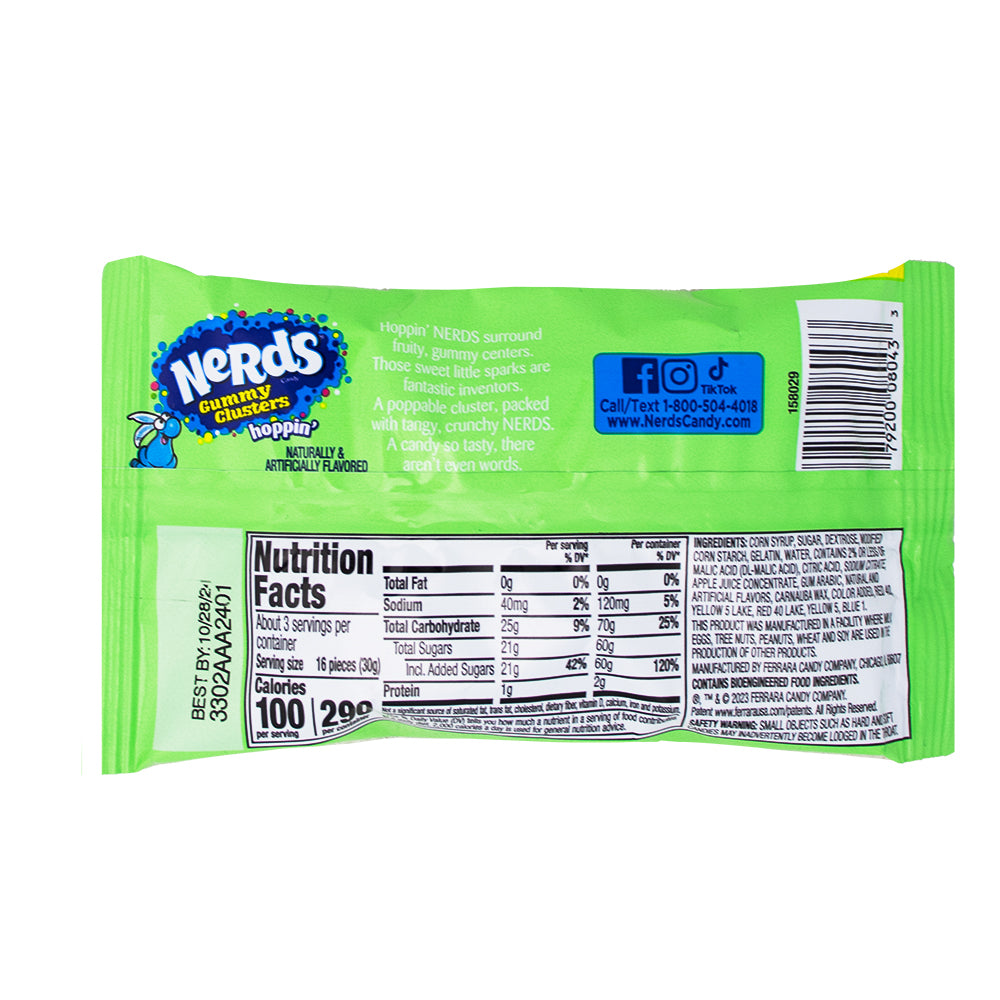 Hoppin Nerds Easter Gummy Cluster - 3oz Nutrition Facts Ingredients