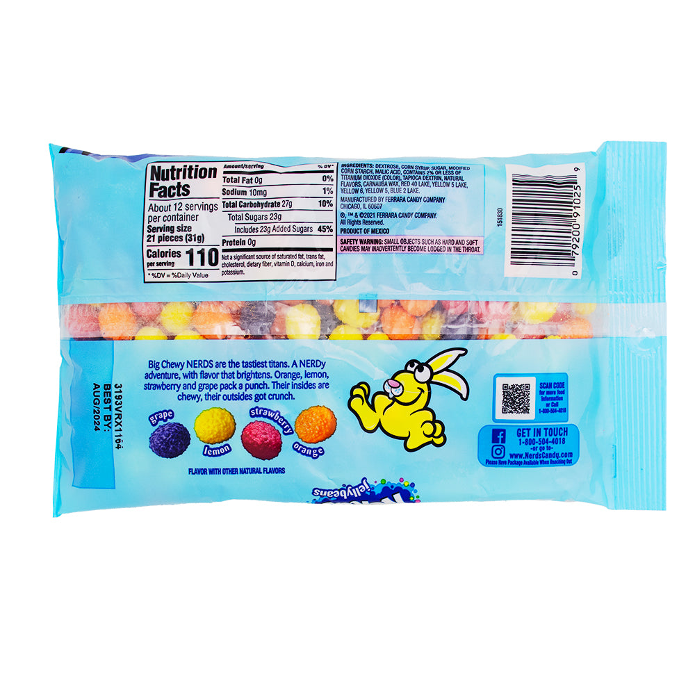 Nerds Big Chewy Jelly Beans - 13oz Nutrition Facts Ingredients
