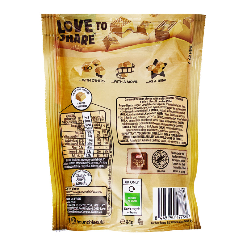 Nestle Munchies Gold (UK) - 94g Nutrition Facts Ingredients - Nestle Munchies Gold - British candy - Crunchy biscuit center - Milk chocolate coating - Gold chocolate candy - Luxurious candy treat - Irresistible candy delight - Sweet indulgence - Delicious candy experience - Munchies candy from the UK