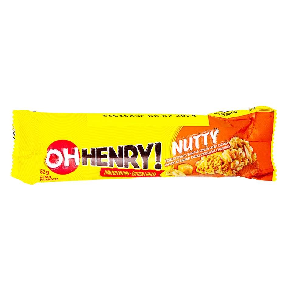 Oh Henry! Nutty Bar - 52g - Oh Henry! Nutty Bar - Oh Henry chocolate bar - Oh Henry candy bar - Nutty chocolate bar - Peanut butter chocolate bar - Milk chocolate candy - Crunchy candy bar - Sweet and nutty snack - Delicious chocolate treat - Classic candy favourite