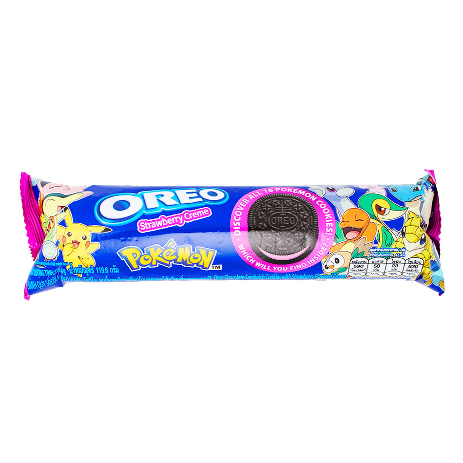 Oreo Pokemon Strawberry Creme Cookies - 119.6g  Nutrition Facts Ingredients