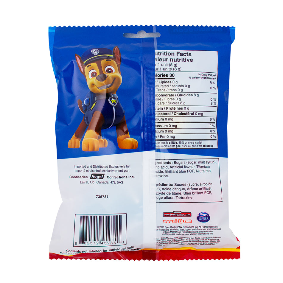Paw Patrol Lollipops 15 Pieces - 120g  Nutrition Facts Ingredients