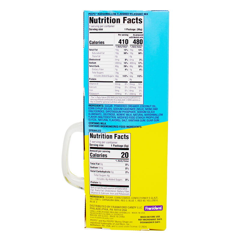 Peeps Easter Milkshake In A Jar Gift Set - 3.56oz Nutrition Facts Ingredients - Peeps Easter Milkshake In A Jar Gift Set - Peeps milkshake - Easter milkshake - Milkshake gift set