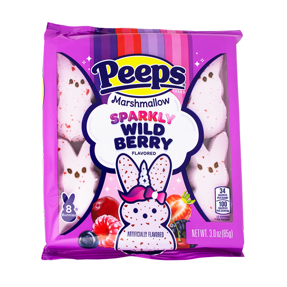 Peeps Marshmallow Bunnies Sparkly Wildberry 8ct - 3oz 