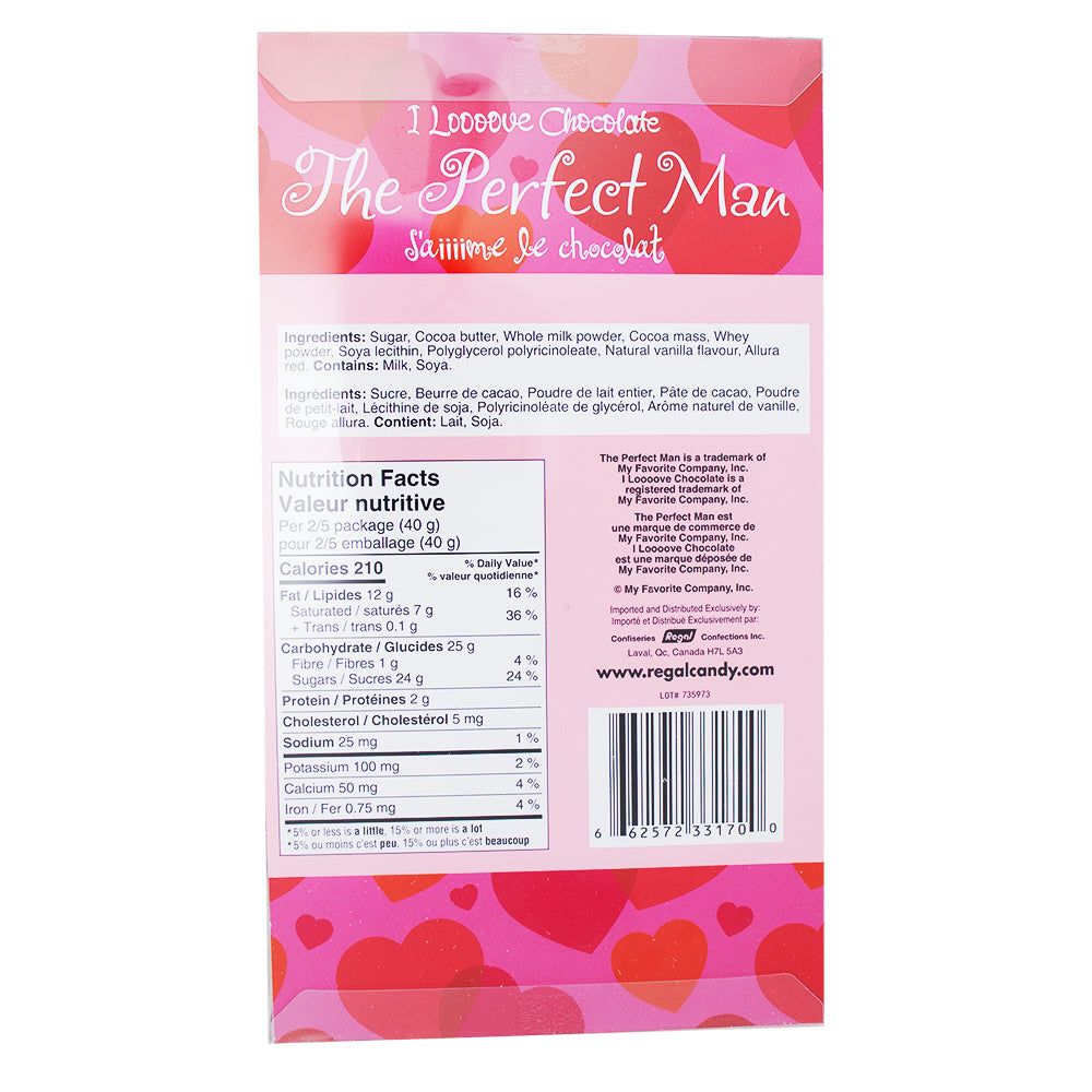 The Perfect Man Milk Chocolate - 100g Nutrition Facts Ingredients