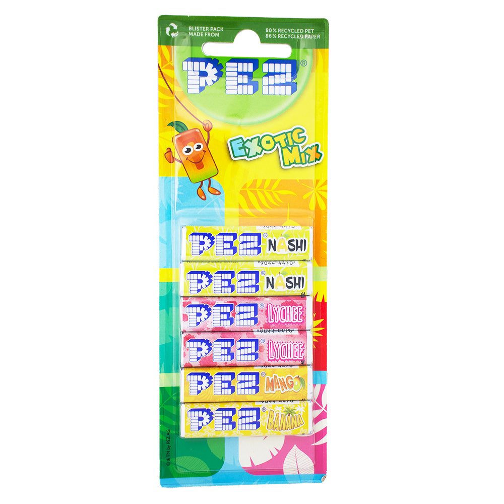 Pez Exotic Mix 6ct (UK) - 51g - PEZ - PEZ Candy - PEZ Exotic Mix - British Candy - UK Candy